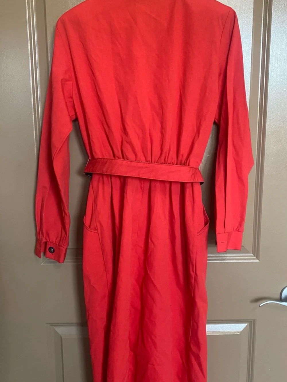 Willie of California Vintage Classic Red Button-Front Shirt Dress with Belt - Picture 5 of 5